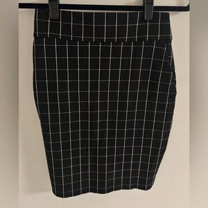 Express Black and White Windowpane Pencil Skirt